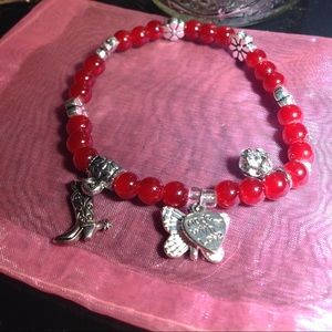 Ravishing red Glass Beaded stretchy Bracelet